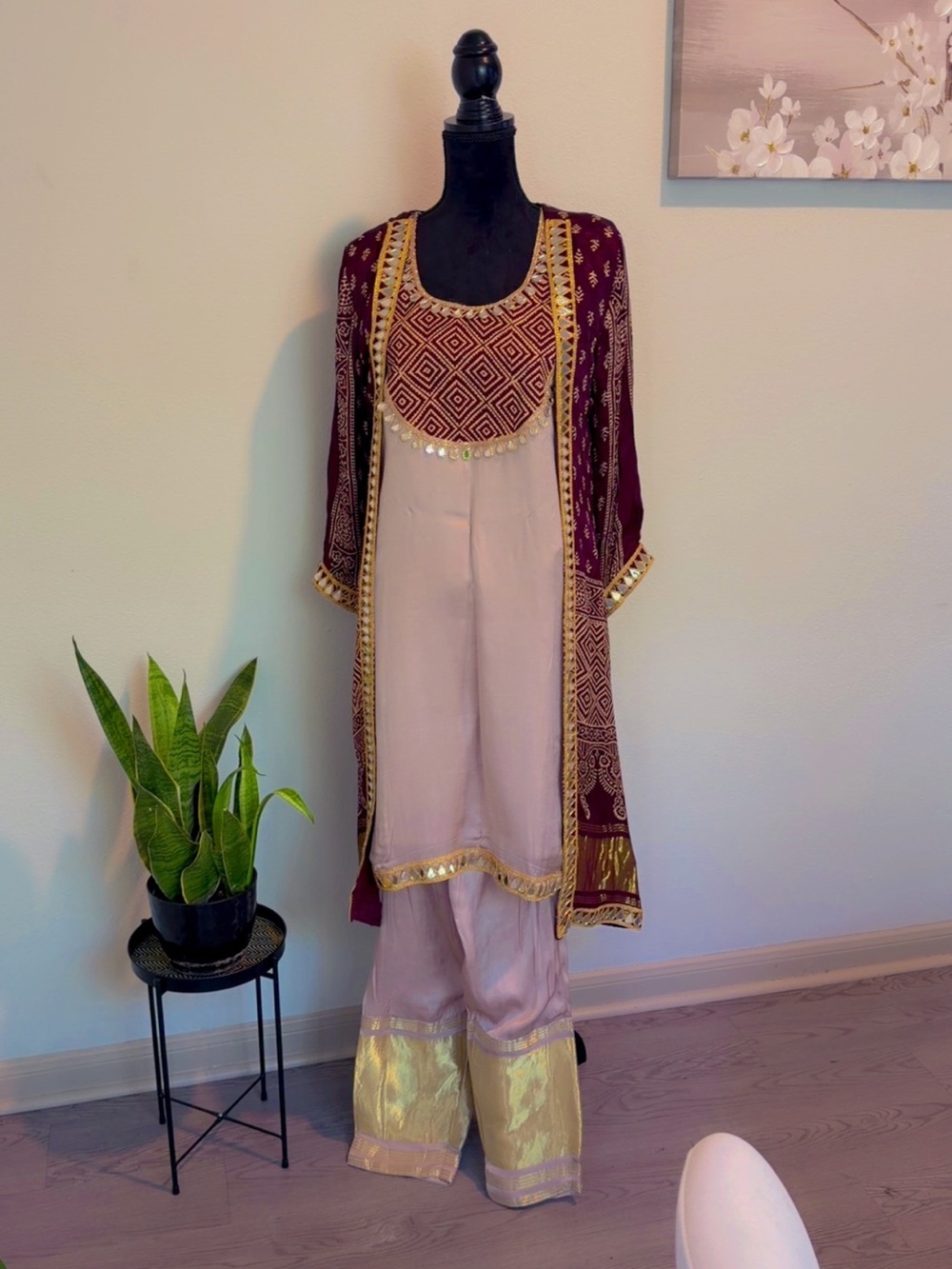 Ajrak jacket style outfit